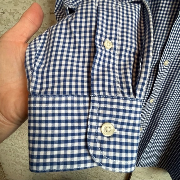 Chaps Ralph Lauren Blue Gingham Crest Button Up Shirt Sz XL Dress or Casual - Picture 10 of 15